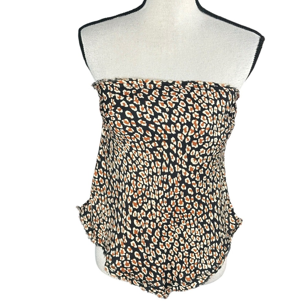 Intimately‎ Free People Black Tan Floral Print Strapless Back Cutout Top Size S